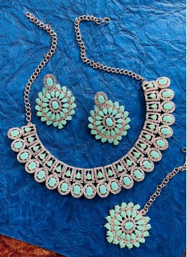 Awesome Silver Color and Turquoise Silver Rodium Polish Necklace Set