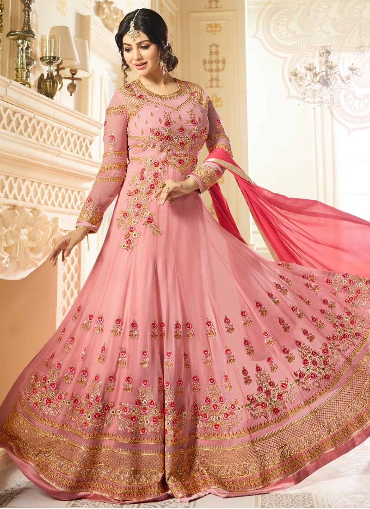 Buy Ayesha Takia Faux Georgette Embroidered Work Long Length Anarkali Salwar Suit Online