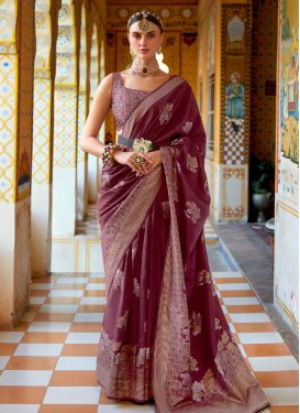Banarasi Silk Foil Print Work Trendy Designer Saree