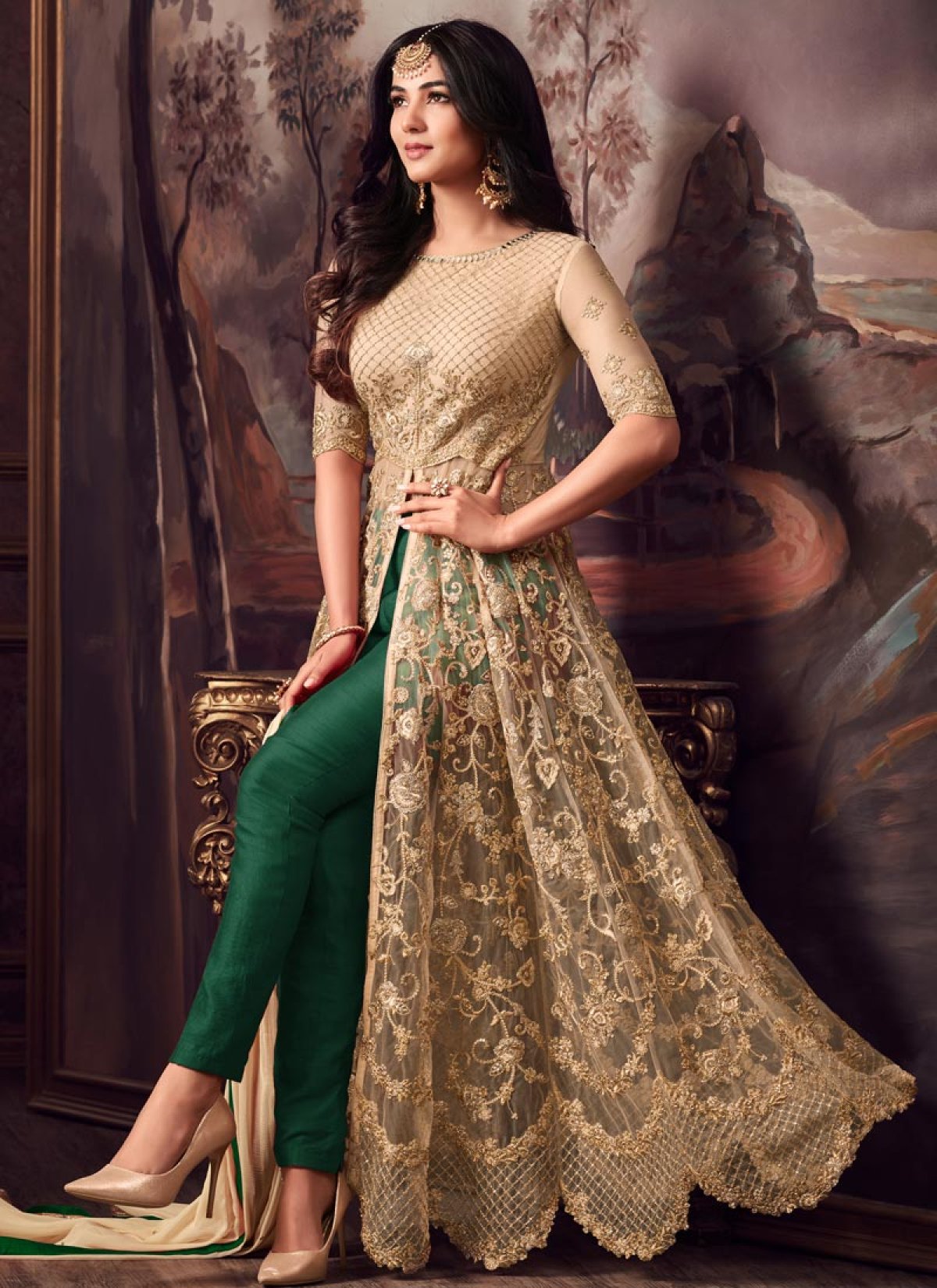 Buy Banarasi Silk Pant Style Designer Suit For Festival Online