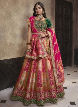 Banarasi Silk Peach and Rose Pink Designer Lehenga Choli