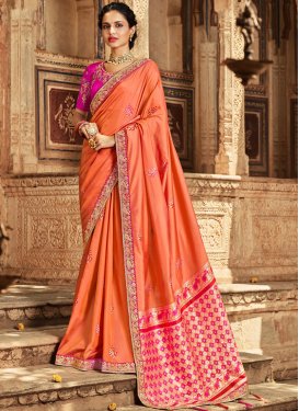 Banarasi Silk Peach Classic Designer Saree