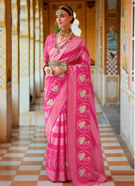 Banarasi Silk Weaving Print Work Traditional Saree