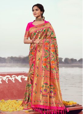 Banarasi Silk Woven Work Designer Contemporary Saree