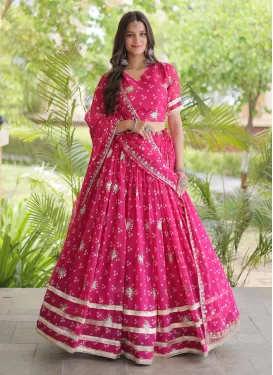 Bandhani Print Work Georgette Readymade Lehenga Choli in Rose Pink for Festival