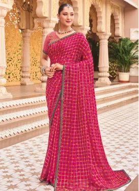 Bandhani Print Work Trendy Saree For Festival in Rose Pink