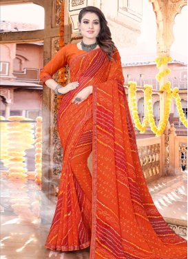 Bandhej Print Work  Faux Georgette Contemporary Style Saree