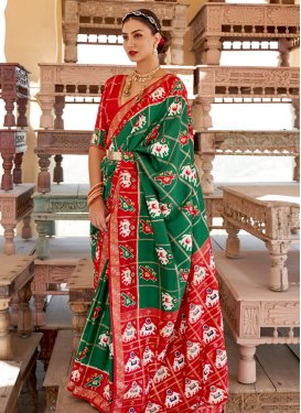 Bandhej Print Work Patola Silk Traditional Designer Saree