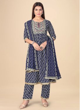 Bandhej Print Work Reyon Readymade Designer Salwar Suit