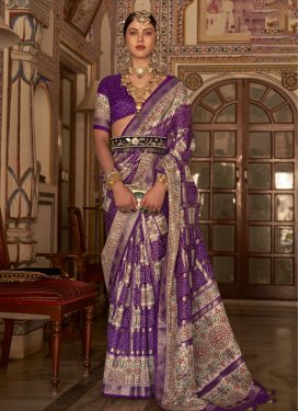 Bandhej Print Work Silk Designer Traditional Saree