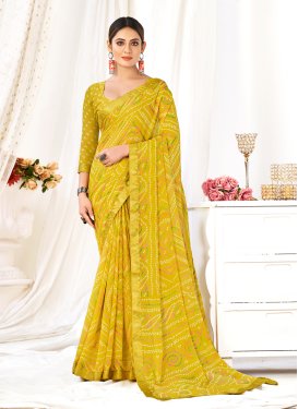 Bandhej Print Work Trendy Classic Saree For Casual