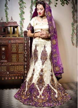 Baronial Cream Embroidered Designer Lehenga Choli