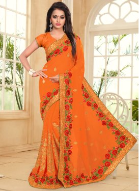 Baronial Faux Georgette Booti Work Trendy Designer Saree For Ceremonial