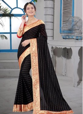 Beads Work Faux Georgette Trendy Classic Saree For Ceremonial