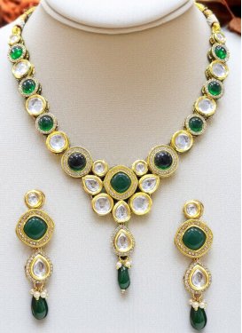 Beads Work Gold Rodium Polish Alloy Necklace Set For Festival