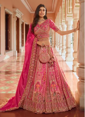 Beads Work Trendy Lehenga Choli For Bridal in Rose Pink