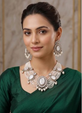 Beads Work White Alloy Necklace Set