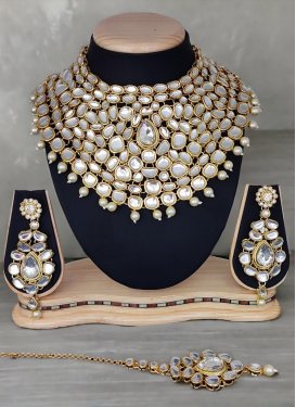 Beautiful Alloy Beads Work Gold Rodium Polish Necklace Set