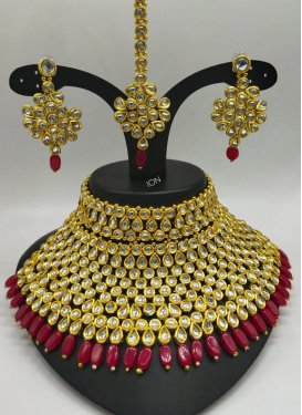 Beautiful Alloy Moti Work Gold Rodium Polish Necklace Set