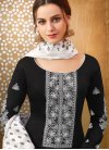 Embroidered Work Cotton Silk Black and White Pant Style Straight Salwar Suit - 1