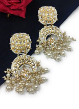 Beautiful Gold Rodium Polish Beads Work Alloy Earrings For Festival