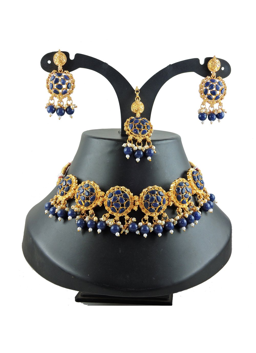 Navy blue African beaded zulu necklace | NAHERI