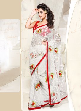 Beautiful Off White Net Party Wear Saree