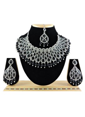 Beautiful Silver Rodium Polish Beads Work Necklace Set