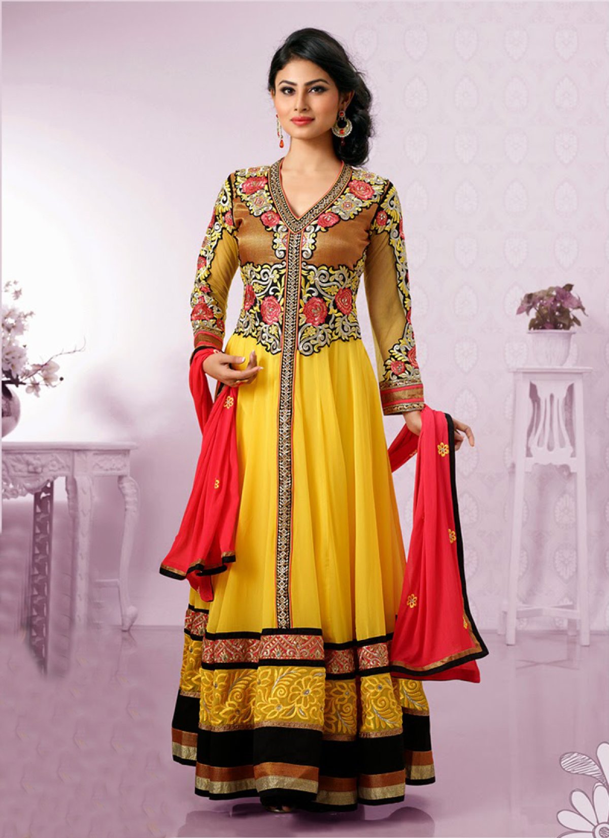 Black and yellow fashion salwar suit