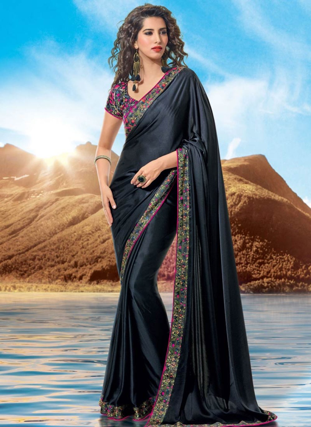 Party wear designer sequence work black saree - Shop Lance – ShopLance