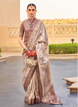 Beige and Brown Designer Traditional Saree