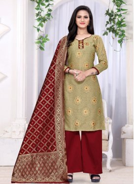 Beige and Maroon Trendy Palazzo Salwar Suit For Casual