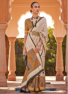 Beige and Mustard Trendy Classic Saree For Festival