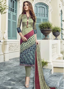 Beige and Navy Blue Pant Style Straight Salwar Suit For Ceremonial