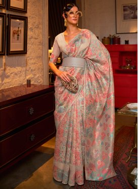 Beige and Pink Traditional Designer Saree For Party