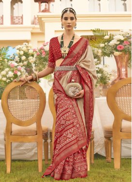 Beige and Red Patola Silk Trendy Classic Saree