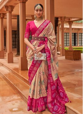 Beige and Rose Pink Trendy Saree