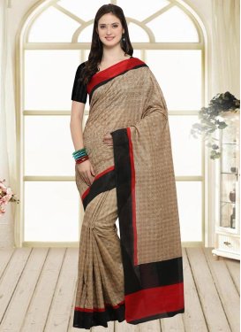 Bhagalpuri Silk Beige and Black Trendy Classic Saree