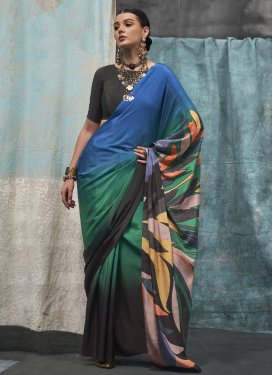Black and Blue Trendy Classic Saree For Ceremonial