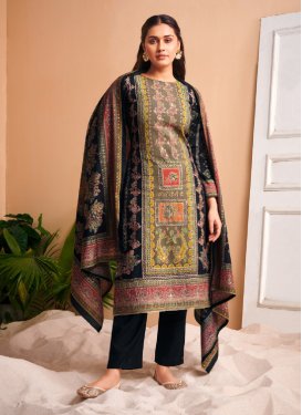 Black and Brown Maslin Designer Straight Salwar Suit