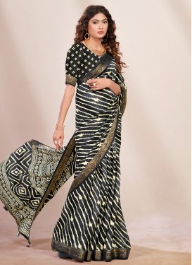 Black and Cream Trendy Classic Saree For Casual