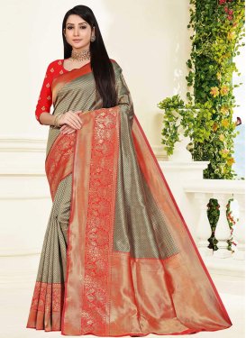Black and Gold Woven Work Contemporary Style Saree