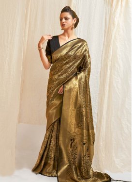 Black and Gold Woven Work Designer Traditional Saree