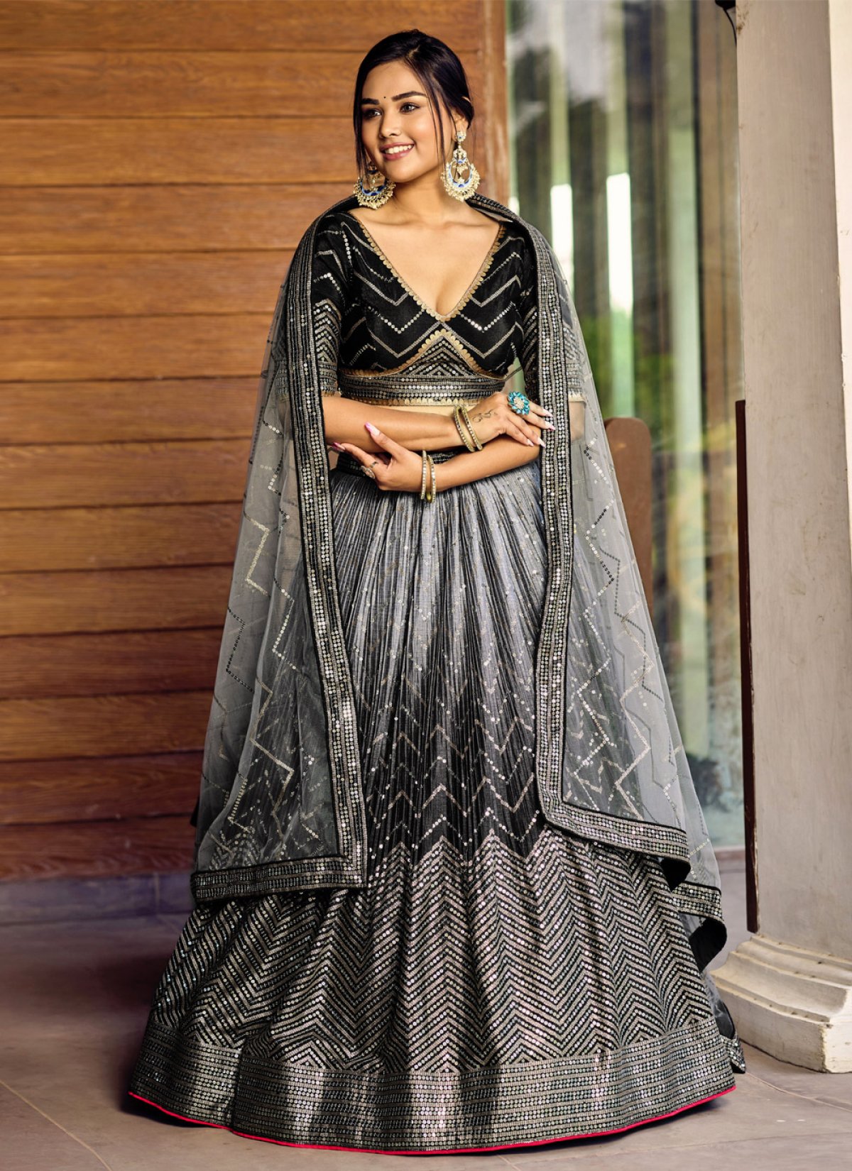 buy black lehenga online