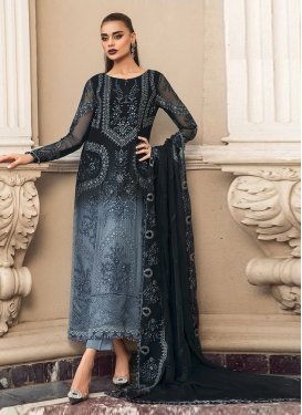 Black and Grey Pant Style Pakistani Salwar Suit For Ceremonial