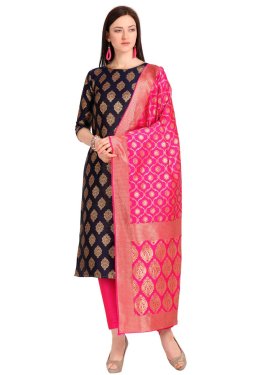 Black and Magenta Pant Style Designer Salwar Suit For Casual