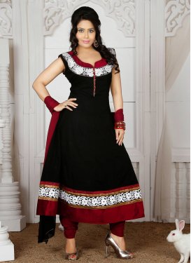 Black And Maroon Color Readymade Curidar Suit