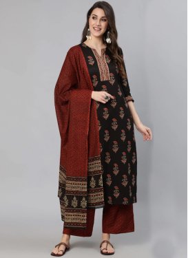 Black and Maroon Readymade Palazzo Salwar Kameez For Ceremonial