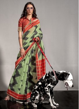 Black and Mint Green Traditional Designer Saree For Ceremonial