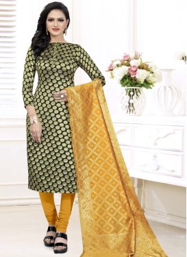 Black and Mustard Cotton Silk Pant Style Designer Salwar Kameez